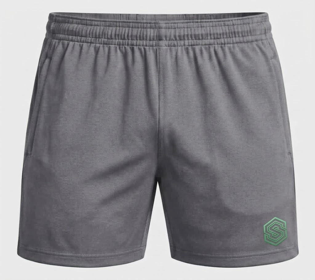 Performance Training Shorts – Charcoal Grey with Mint Green Embroidered Logo