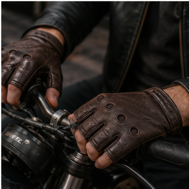 SWARCH TitanRider Fingerless Leather Gloves
